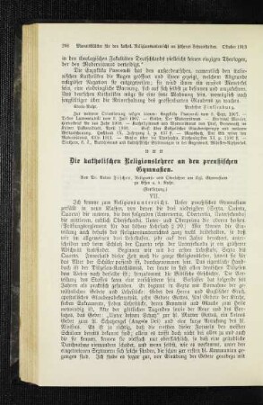 ¬Die¬ katholischen Religionslehrer an den preußischen Gymnasien : (Fortsetzung)
