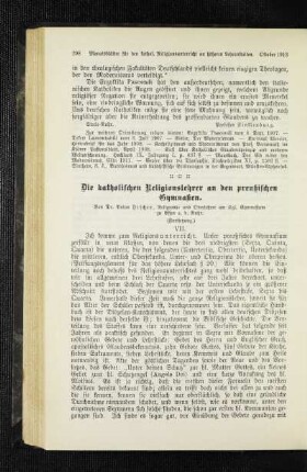 ¬Die¬ katholischen Religionslehrer an den preußischen Gymnasien : (Fortsetzung)