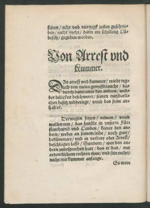 Von Arrest und Kummer.
