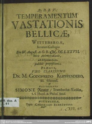 Temperamentum Vastationis Bellicae