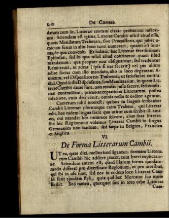 VI. De Forma Litterarum Cambii.