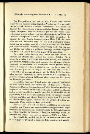 Prospect der entomologischen Monatsblätter