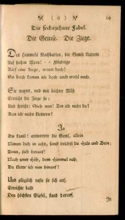 Die sechszehnte Fabel. Die Gemse. Die Ziege
