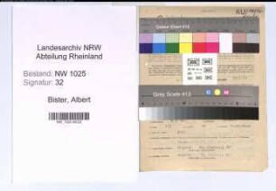 Entnazifizierung Albert Bister , geb. 08.02.1910 (Studienrat)