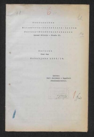 1929/30: Bericht über das Schuljahr ... - 1929/30