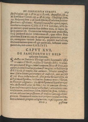 Caput XVI. De Sanctorum Et Reliquiarum honore.