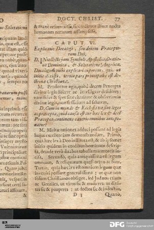 Caput VI. Explicatio Decalogi, seu decem Præceptorum Dei.