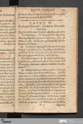 Caput VI. Explicatio Decalogi, seu decem Præceptorum Dei.