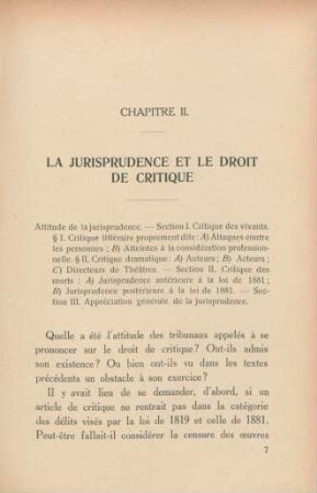 Chapitre II. La jurisprudence et le droit de critique