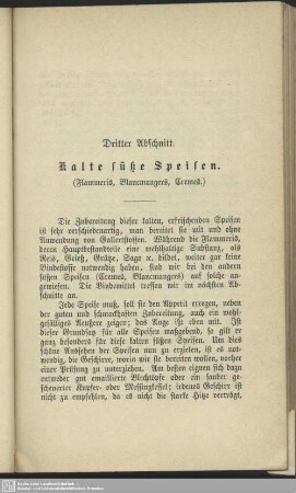 Dritter Abschnitt. Kalte süße Speisen