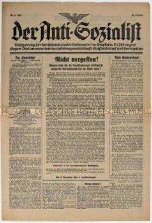 Wahlzeitung der DNVP Thüringen zur Reichstagswahl am 6. November 1932