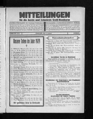 Jahrgang 1930, Hamburg, den 5. Januar, Nummer 1