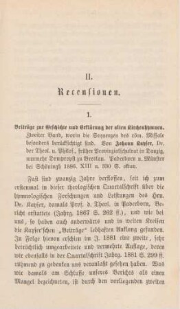 487-492 [Rezension] Kayser, Johann, Beiträge zur Geschichte und Erklärung der ältesten Kirchenhymnen