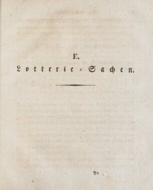 E. Lotterie-Sachen
