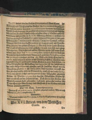 Der XVI. Articul/ von dem Weltlichen Stande.