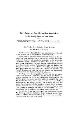 Zur Reform des Schreibunterrichts