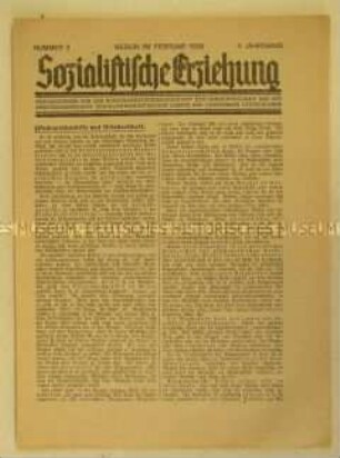 Sozialdemokratisches Mitteilungsblatt "Sozialistische Erziehung"