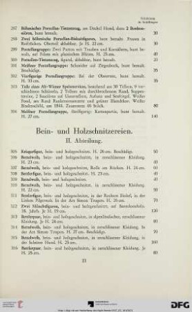 Bein- und Holzschnitzereien: II. Abteilung (Nr. 305-325)