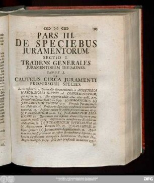 Sectio I. Tradens Generales Iuramentorum Divisiones.
