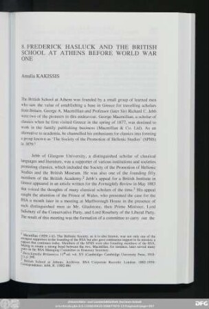 8. Frederick Hasluck And The British School At Athens Before World War One Amalia Kakissis