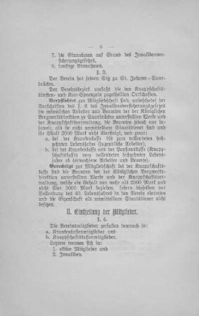 II. Eintheilung der Mitglieder.