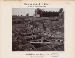 Dortmund-Ems-Kanal. Nonnenbach-Düker, Hiddingsel: Ausheben der Baugrube