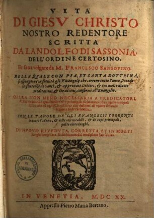 Vita di Giesu Christo nostro redentore
