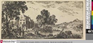 [Flusslandschaft mit einigen Personen am Ufer]
