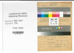 Entnazifizierung Hans Fuss , geb. 16.09.1902 (Angestellter)