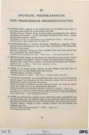 IV. Deutsche, Niederländische und Französische Bronzestatuetten (Nr. 69-81)
