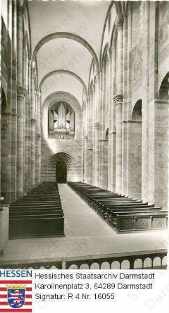 Speyer am Rhein, Dom / Mittelschiff mit Blick zur Orgel