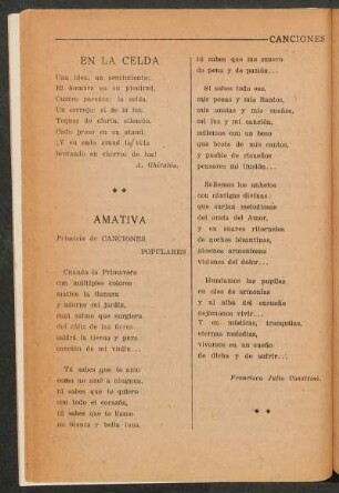 Amativa : Primicia de canciones populares