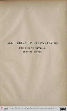 Allgemeiner Porträt-Katalog. Erster Nachtrag (Rußland-Zypeus)