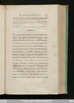 De La Supérioritè Du Peuple Primitif.