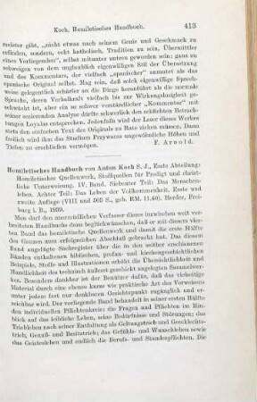 413-414 [Rezension] Koch, Anton, Das Menschenleben. Das Leben der Vollkommenheit