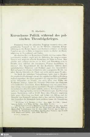 II. Abschnitt: Kursachsens Politik während des polnischen Thronfolgekrieges