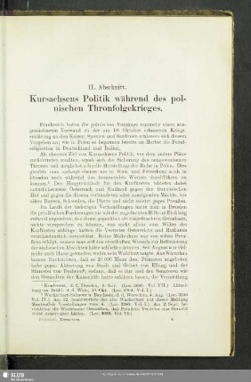 II. Abschnitt: Kursachsens Politik während des polnischen Thronfolgekrieges