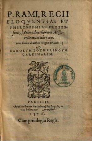 Animadversionum Aristotelicarum libri XX : nunc demum ab authore recogniti & aucti ...