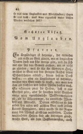 Vom Unglauben.