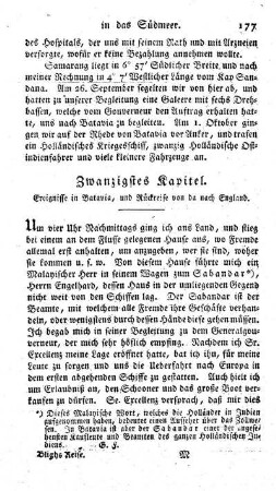 Zwanzigstes Kapitel: Ereignisse in Batavia, und Rückreise von da nach England.