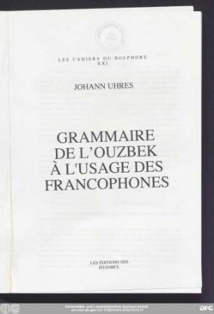 Grammaire de l'ouzbek à l'usage des francophones