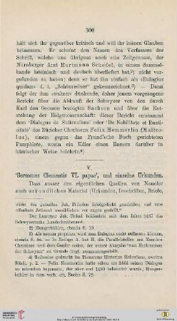 V. „Sermones Clementis VI. papae“, und einzelne Urkunden