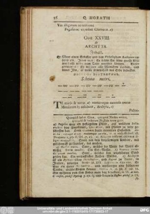 Ode XXVIII. de Archyta.