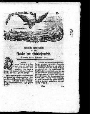 December, 1751. Drey und fünfzigstes Stück