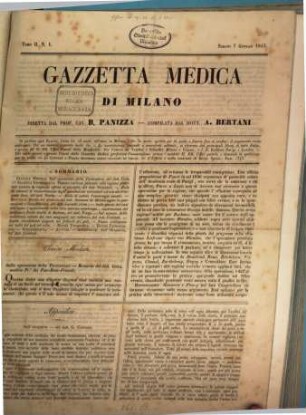 Gazzetta medica di Milano, 2. 1843, 7. Jan. - 25. Nov.