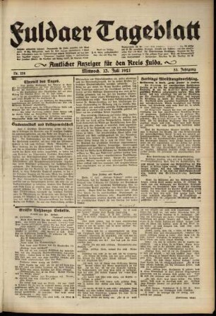 Ausgabe vom Mittwoch, den 13. Juli 1921.