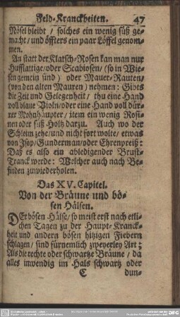 Das XV. Capitel. Von der Bräune und bösen Hälsen