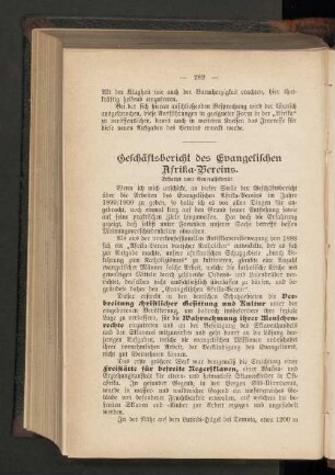 Geschäftsbericht des Evangelischen Afrika-Vereins