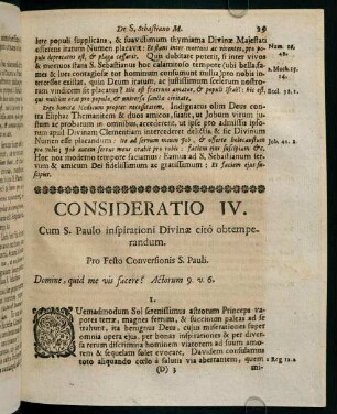 29-38, CONSIDERATIO IV. Cum S. Paulo inspirationi Divinae citò obtemperandum.