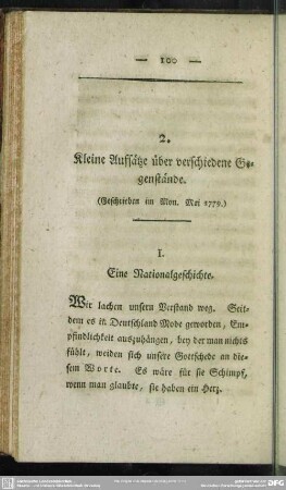 2. Kleine Aufsätze über verschiedene Gegenstände